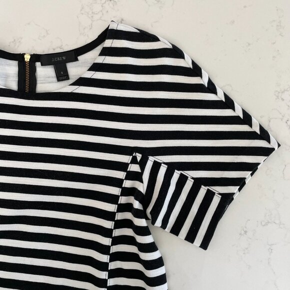 J. Crew Short Sleeve Striped Scoop Neck Dress Black + White Sz S - no fabric tag - Picture 4 of 9